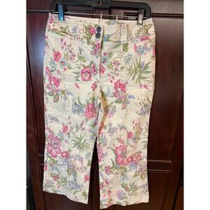 Vintage Floral Wide Leg Midi Jeans Size 8